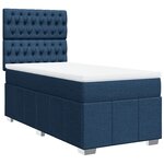 vidaXL Sommier à lattes de lit avec matelas Bleu 90x200 cm Tissu