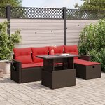 vidaXL Salon de jardin 6 Pièces avec coussins noir résine tressée acacia