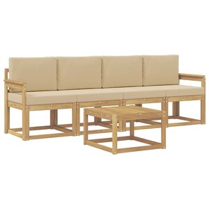 vidaXL Ensemble de canapés d'extérieur 5 pc Blanc et Beige
