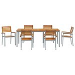 vidaXL Ensemble de salle à manger pour jardin 7 Pièces Gris et marron