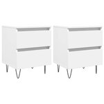 vidaXL Tables de chevet 2 Pièces blanc 40x35x50 cm bois d’ingénierie