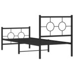vidaXL Cadre de lit métal avec tête de lit/pied de lit noir 75x190 cm
