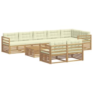vidaXL Ensemble de canapés d'extérieur 9 Pièces Blanc et crème