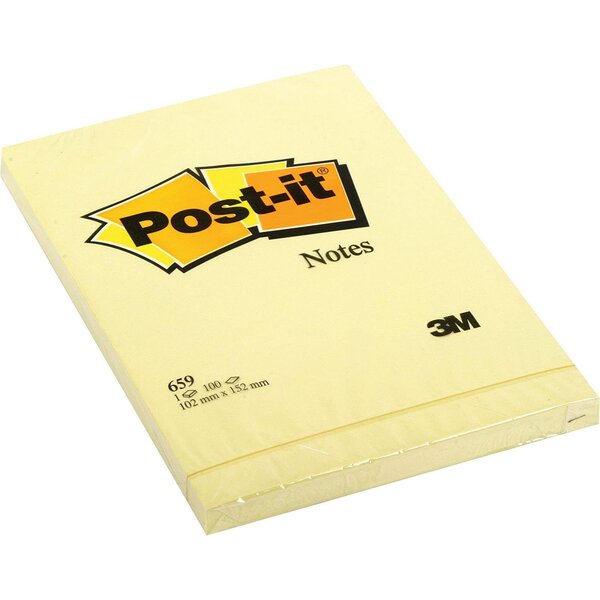 Bloc 100 notes repositionnable 102 x 152mm Jaune POST-IT