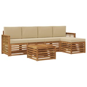 vidaXL Ensemble de canapés d'extérieur 6 Pièces Naturel et Beige