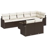 Ensemble de canapé de jardin 8 pièces avec coussins gris en rotin synthétique