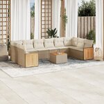 vidaXL Salon de jardin 11 Pièces avec coussins beige résine tressée
