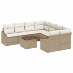 vidaXL Ensemble de Canapés avec coussin 9 Pièces Beige et crème polyrotin