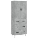 vidaXL Buffet haut Gris béton 69 5x34x180 cm Bois d'ingénierie