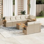 vidaXL Salon de jardin avec coussins 9 Pièces beige résine tressée