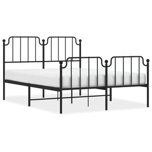 vidaXL Cadre de lit métal sans matelas avec pied de lit noir 140x190cm