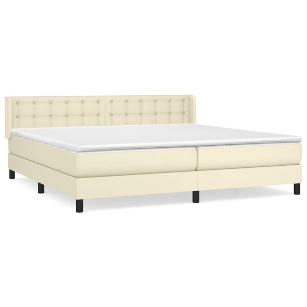 vidaXL Sommier à lattes de lit avec matelas Crème 200x200cm Similicuir