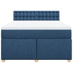 vidaXL Sommier à lattes de lit avec matelas Bleu 140x200 cm Tissu