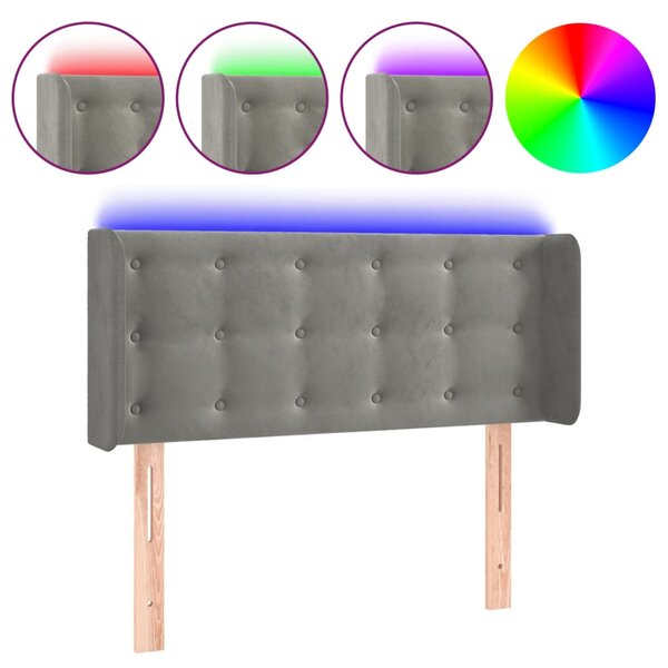 vidaXL Tête de lit à LED Gris clair 93x16x78/88 cm Velours