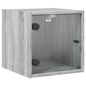 vidaXL Table de chevet avec porte en verre sonoma gris 35x37x35 cm