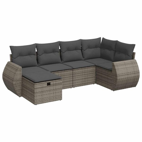 vidaXL Salon de jardin 6 Pièces avec coussins gris résine tressée