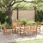 Ensemble de canapé de jardin 5 Pièces Naturel Bois de teck solide
