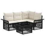 vidaXL Ensemble de canapé de jardin 5 pc Noir polyrotin