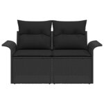 vidaXL Canapé de jardin avec coussin Noir 141 x 62 x 69 cm polyrotin