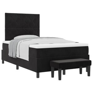 vidaXL Lit à ressorts avec matelas Noir 120 x 190 cm Velours