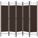 vidaXL Cloison de séparation 5 panneaux Marron 200x180 cm