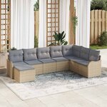 vidaXL Ensemble de canapé de jardin 8 Pièces beige et gris clair
