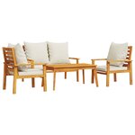 vidaXL Salon de jardin 4 Pièces avec coussins Bois d'acacia solide
