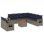 vidaXL Salon de jardin 10 Pièces avec coussins gris résine tressée