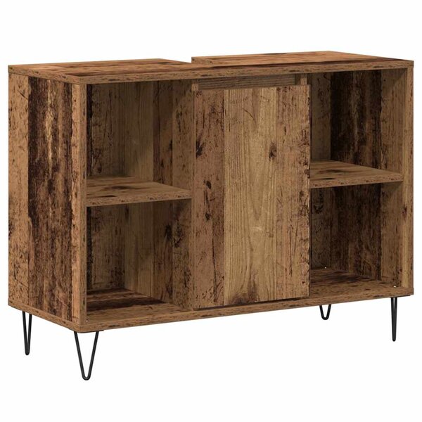 vidaXL Cabinet de salle de bain avec porte Bois ancien 80 x 33 x 60 cm