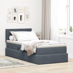 vidaXL Lit de Rangement avec matelas Gris foncé 90 x 190 cm Velours