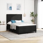 vidaXL Lit à sommier à ressort avec matelas noir 140x190 cm en tissu