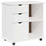 vidaXL Cabinet roulant Blanc 63 5 x 39 x 65 5 cm Bois de Pin Massif