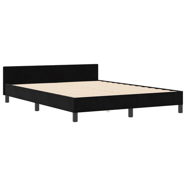 Structure de lit en velours noir 160x200 cm