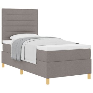 vidaXL Lit à ressorts avec matelas Taupe 90 x 190 cm tissu