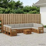 vidaXL Ensemble de canapés d'extérieur 8 Pièces Naturel et gris clair
