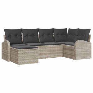 vidaXL Ensemble de canapé de jardin 6 Pièces Gris clair Poly rotin