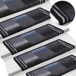vidaXL Tapis d'escalier autoadhésifs 5 Pièces 65x21x4 cm Noir et gris