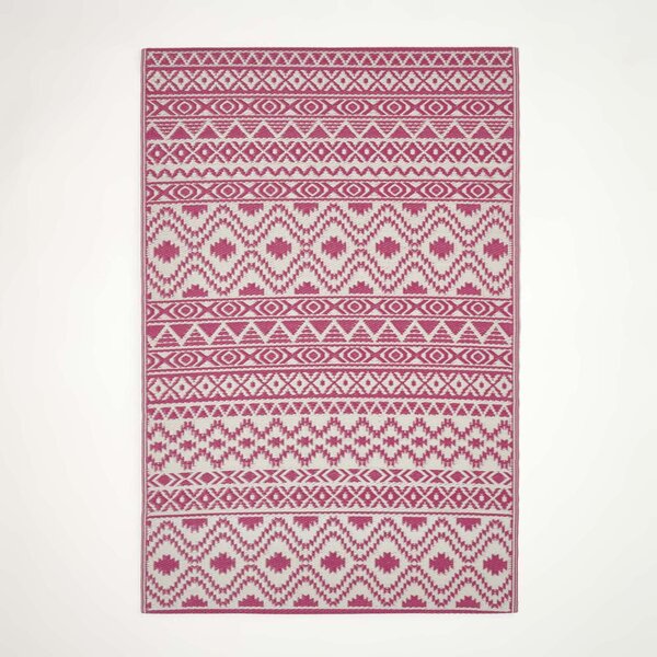 Tapis extérieur terrasse réversible - Tapis de jardin imperméable et résistant UV - Tia - Rose - 120x180 cm - HOMESCAPES