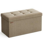 Banc de rangement pliable pouf coffre bout de lit banquette 110 x 38 x 38 cm tissu façon lin charge 300 kg pour entrée chambre salon taupe 12_0004152