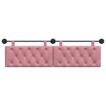 vidaXL Tête de lit suspendue Avec lumière LED Rose Velours