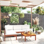 vidaXL Salon de jardin 5 Pièces avec coussins Crème Bois d'acacia solide