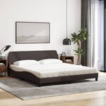 vidaXL Lit avec matelas Dover marron foncé 180x200 cm tissu