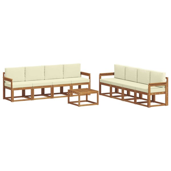 vidaXL Ensemble de canapés d'extérieur 9 Pièces Naturel et Crème