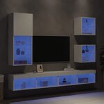 vidaXL Unités murales TV avec LED 5 Pièces blanc bois d'ingénierie