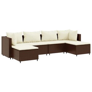 vidaXL Salon de jardin 6 Pièces avec coussins Marron Résine tressée