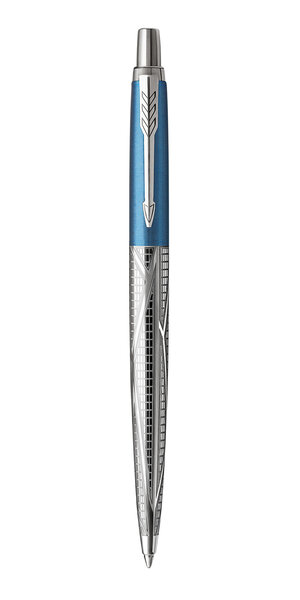 PARKER Jotter stylo bille Edition spéciale "London Architecture", bleu ciel moderne, attributs chromés, recharge bleu pointe moyenne