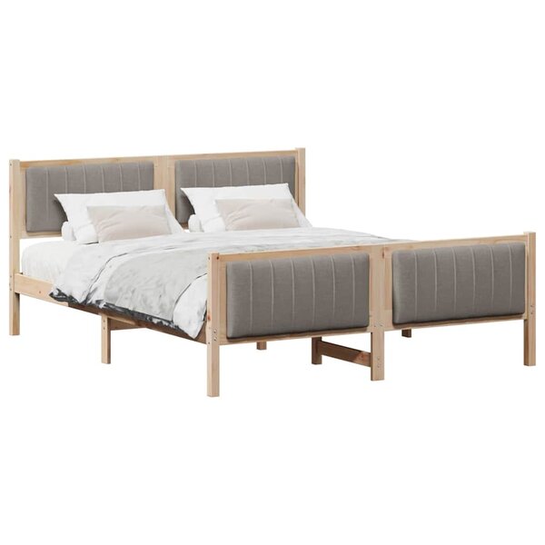 vidaXL Cadre de lit Marron et taupe 150 x 200 cm Bois massif en pin