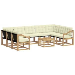 vidaXL Ensemble de canapés d'extérieur 10 pc Blanc et crème