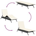 vidaXL Chaises longues avec coussins lot de 2 noir résine tressée