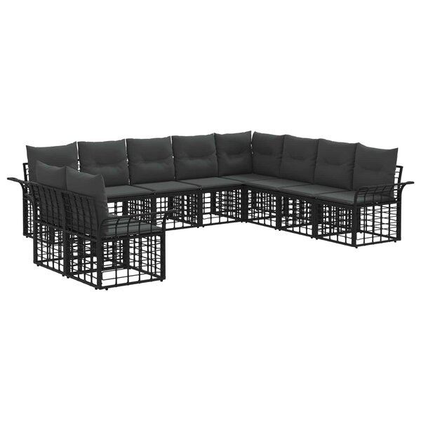 vidaXL Ensemble de canapés d'extérieur 10 Pièces Noir et Gris foncé